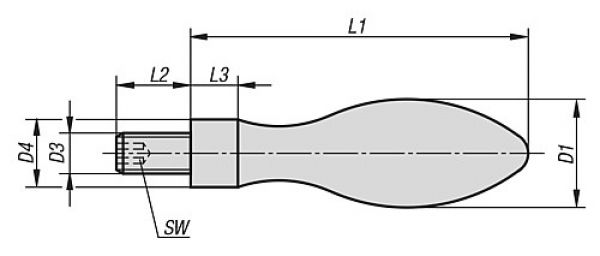 Ballengriff feststehend M06, Form: E Stahl, DIN39, Komp: Stahl, L1=50 - K0166.0616050 - erhältlich bei ✭ HUG Technik ✓