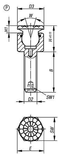 Pendelauflage mit O-Ring M06X12, Form:P Vergütungsstahl, verstellbar, Komp:Polyurethan, SW=10 - K0288.606X012 - erhältlich bei ✭ HUG Technik ✓