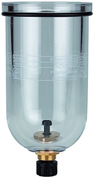 Polycarbonatbehälter für Filter Filterregler Standard mit Ablaßventil - bei HUG Technik ☆