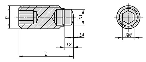 Zeichnung Druckschraube mit Ansatzkuppe M05X13 Stahl, Komp:Werkzeugstahl - K0403.05X13 - kommt direkt von HUG Technik 😊