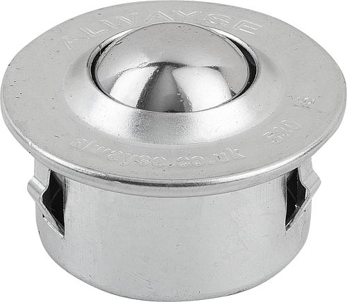 Kugelrolle mit Befestigungselement, Form:C Stahl, Komp:Edelstahl, D=24 ±0,1 - K0765.215 - bei HUG Technik ♡