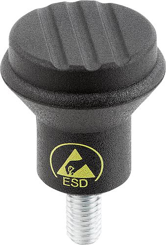 Pilzknopf antistatisch Gr.1 M05x10 D1=21, schwarz RAL9011, Komp: Stahl - K0251.110524X10 - direkt von HUG Technik ✓