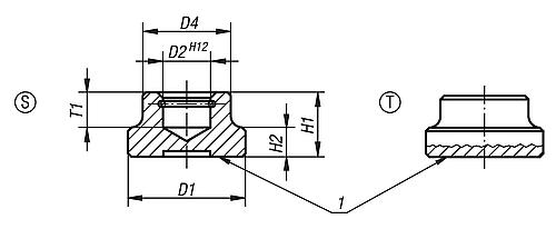 Druckstück DIN6311, Form: S Edelstahl, Komp: Edelstahl, D1=12 - K0392.061 - bekommst Du bei ★ HUG Technik ✓