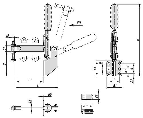 Schnellspanner Standard Stahl, Fuß abgewinkelt, Komp: Kunststoff, Komp: rot - K1437.03600 - bei HUG Technik ✓