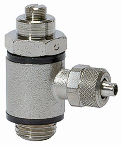 Drosselrückschlagventil Abluft, m. Schlitzschraube, G 1/4, Schlauch 10 / 8, Schnellverschraubung, Messing vernickelt - kommt direkt von HUG Technik 😊