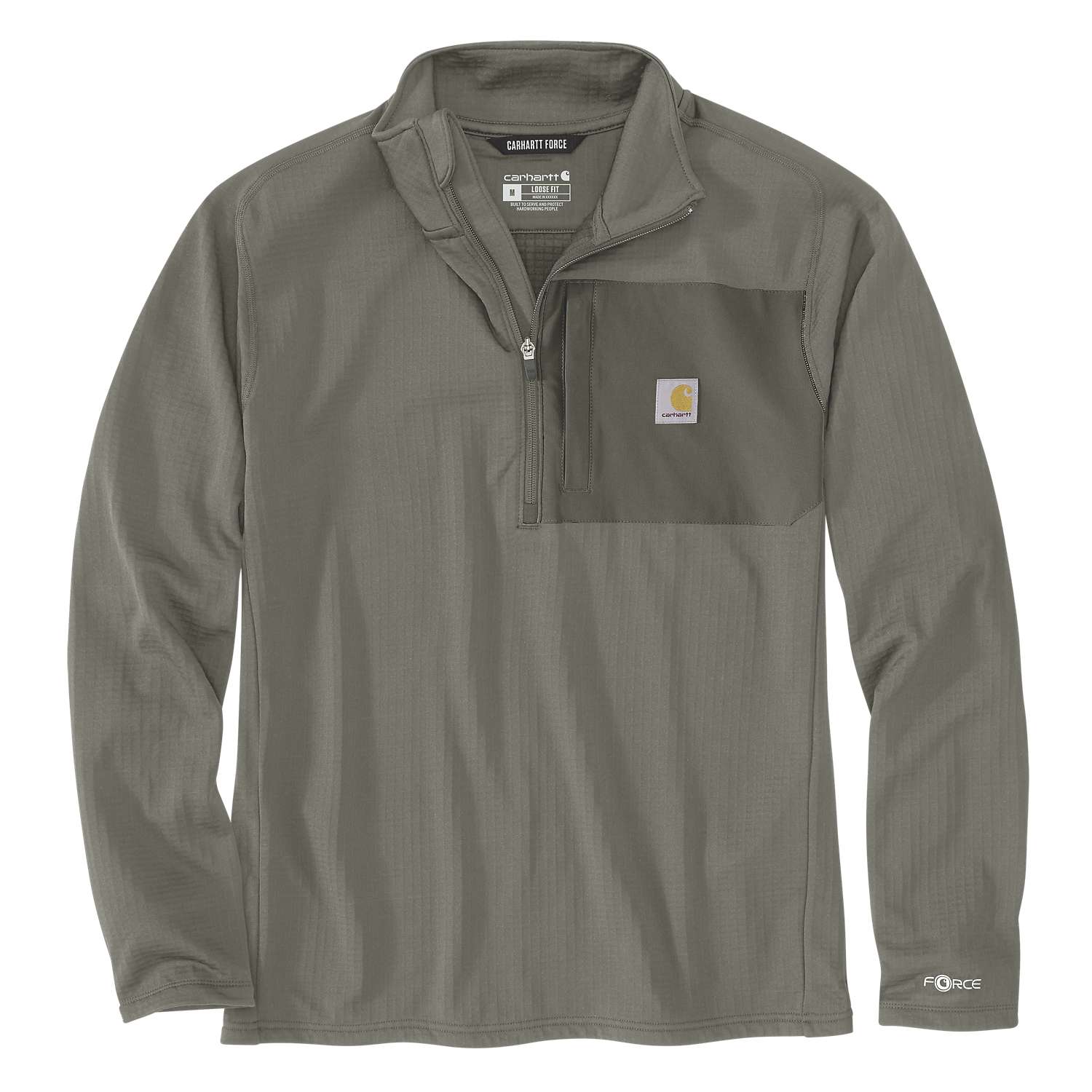 carhartt® Pullover »Carhartt Force™ Ironwood Relaxed 1/2 Zip Mock Neck« in dusty olive.