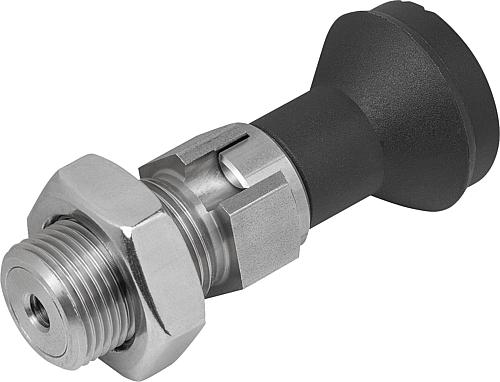 Betätigungselement mit Pilzknopf, Gr.4, Form:D m.Rastnut, m.Kontermutter, M20X1,5, S=6, L=76, Edelstahl - K1502.1442006