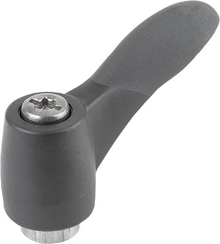 Produktbild Klemmhebel 2 Komponenten Gr.1 M04 Kunststoff, schwarz RAL7021, Komp: Edelstahl, Komp: schwarz RAL7021 - K0126.10401