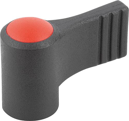 Flügelgriff mit Deckel Gr.1 M05, A=27,5, Form: K Thermoplast, schwarz RAL7021, einseitig, Komp: Edelstahl - K0608.01056 - bei HUG Technik ✭
