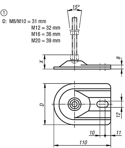 Teller für Stellfüße, Form:D Edelstahl - K0672.40802 - bei HUG Technik ✭