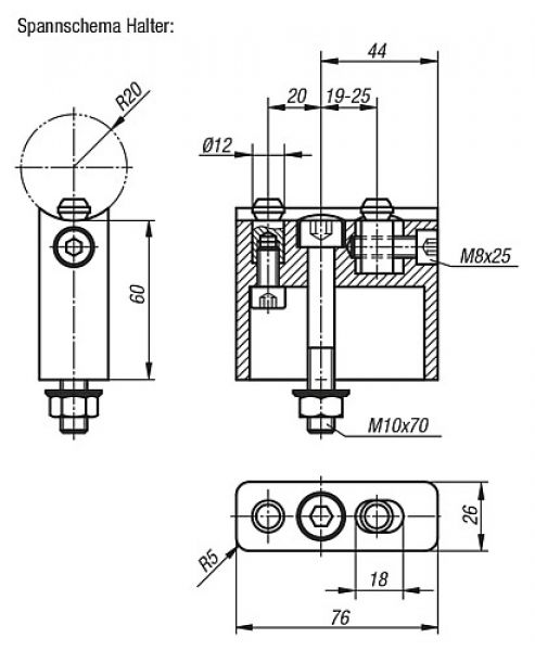 Rohrgriff Edelstahl, Komp: Aluminium, A=380, D=M10x70 - K0225.0600101 - bei HUG Technik ✭