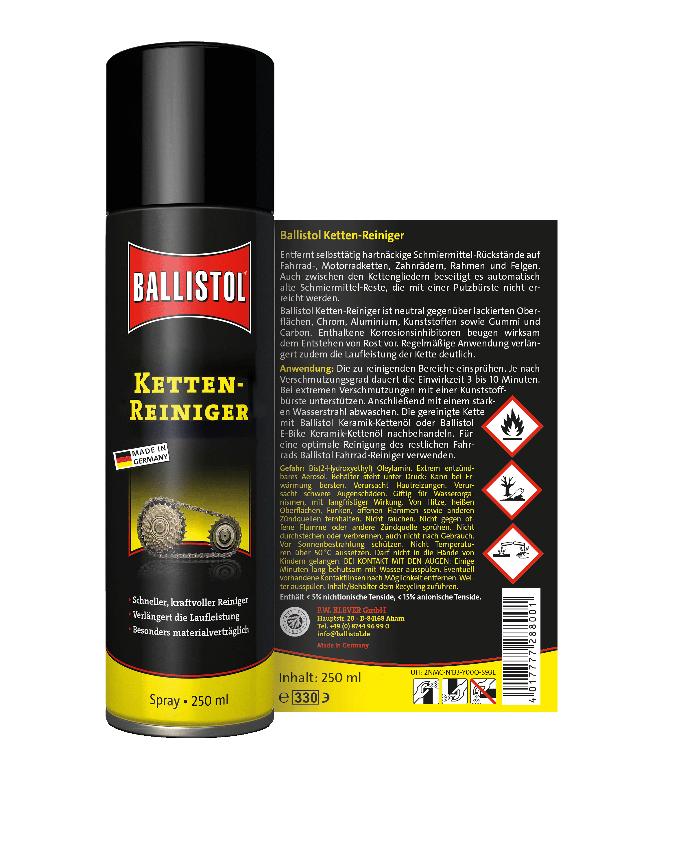 Ballistol Kettenreiniger Spray 250 ml Rückseite