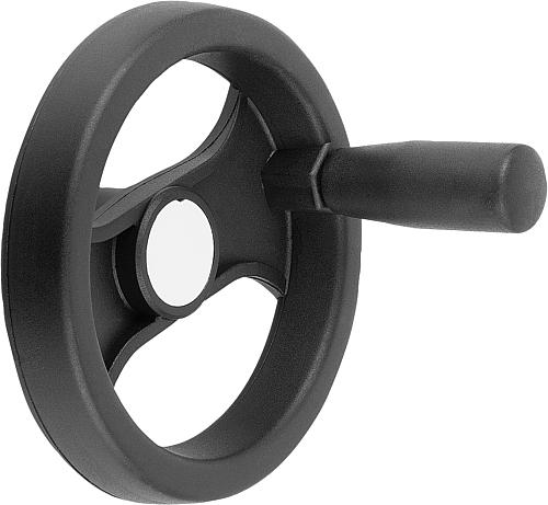 2-Speichen-Handrad mit Nut D1=129 Polyamid, Komp: Polyamid, D=12 - K0725.5130X12 - gibt’s bei ☆ HUG Technik ✓