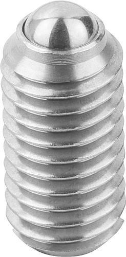 Federndes Druckstück verstärkte Federkraft M03 L=7 Edelstahl, Komp: Kugel aus Edelstahl - K0310.203 - kommt direkt von HUG Technik 😊