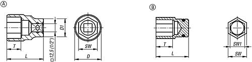 Schoneinsatz für Stecknuss mit O-Ring, PET natur, SW=10, Sw1=7 - K1361.0704 - bei HUG Technik ♡