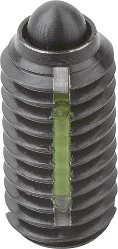 Produktbild Federndes Druckstück verstärkte Federkraft M05 L=12 Stahl, LONG-LOK, Komp: Bolzen aus Stahl - K0323.205 - bei HUG Technik ☆