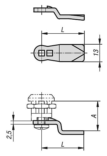 Zunge für Drehriegel klein, Stahl - K0519 - bei HUG Technik ♡