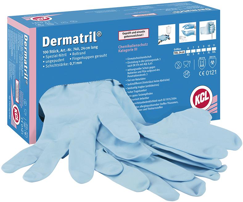 KCL Einweghandschuh Dermatril® 740, blau (Box mit 100 Stück) - bekommst Du bei ★ HUG Technik ✓