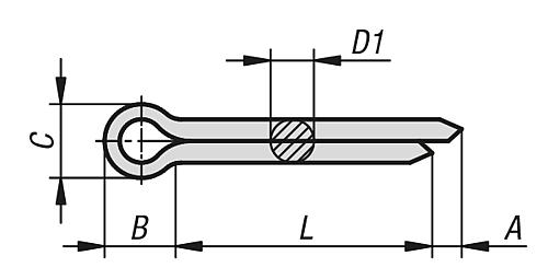 Splint DIN EN ISO1234, L=10, D=1, Stahl verzinkt - K1136.1010X10 - bei HUG Technik ☆