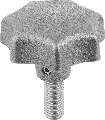 Sterngriff M06X15, D1=32 H=20, Form: L, Grauguss gleitgeschliffen Komp:Edelstahl - K0151.606X15 - gibt’s bei ☆ HUG Technik ✓