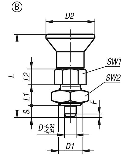 Arretierbolzen kurze Ausführung Gr.0 M08X1, D=4, Form: B ohne Rastnut mit Kontermutter, Edelstahl ungehärtet - K0631.1600484 - direkt von HUG Technik ✓