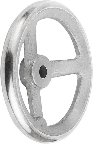 Handrad ohne Nut D1=100 Grauguss, ohne Griff, Komp: Stahl, D2=10 - K0671.0100X10 - bei HUG Technik ☆