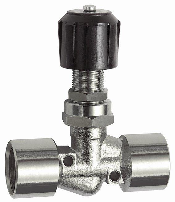 Nadelventil, Messing vernickelt, für Schalttafeleinbau, IG/IG, G 1/2, DN 8 - bei HUG Technik ✓