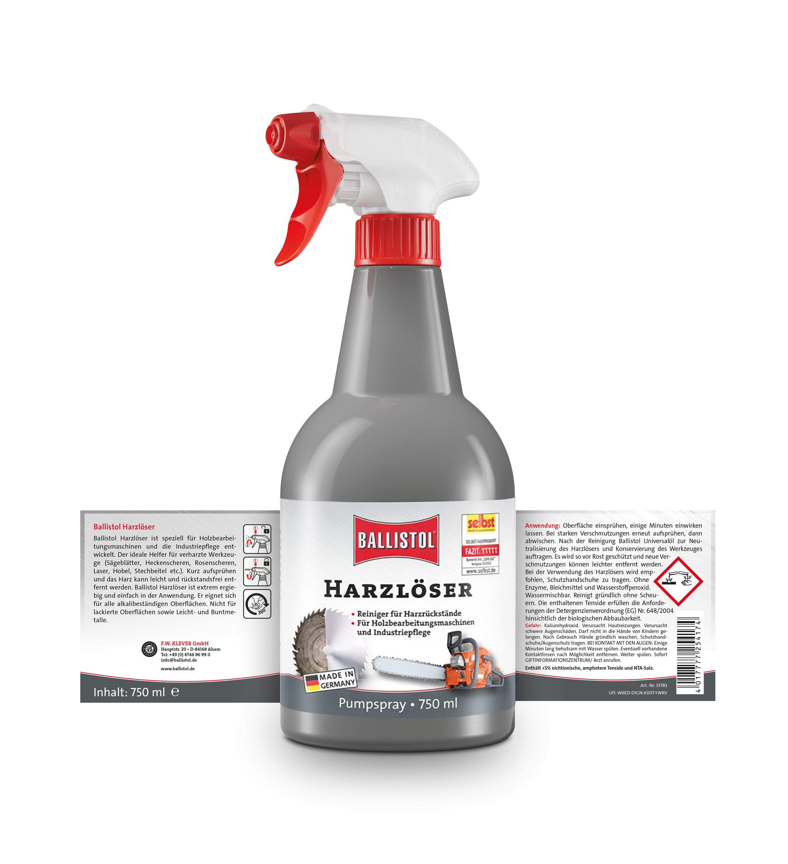 Ballistol Harzlöser Pumpsprüher 750 ml Etikett