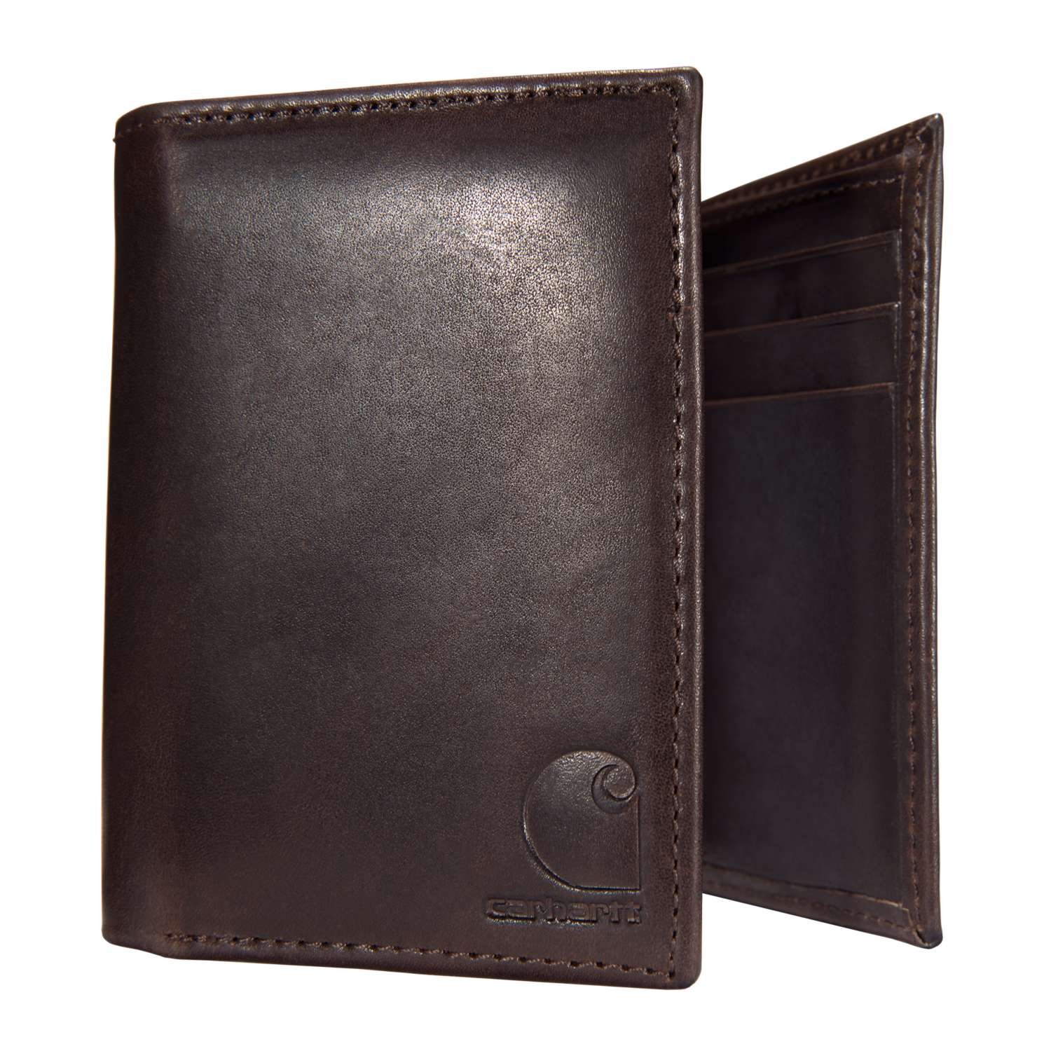 carhartt® Herren Geldbörse »OIL TAN LEATHER TRIFOLD WALLET« dark brown Flach  - erhältlich bei ♡ HUG Technik ✓