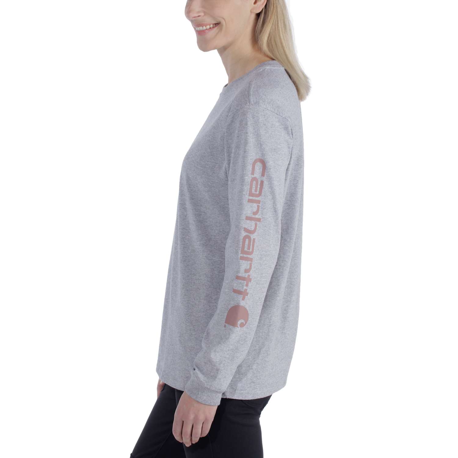 carhartt® Damen Langarmshirt WORKWEAR LOGO L/S T-SHIRT heather grey Flach  - bei HUG Technik ♡