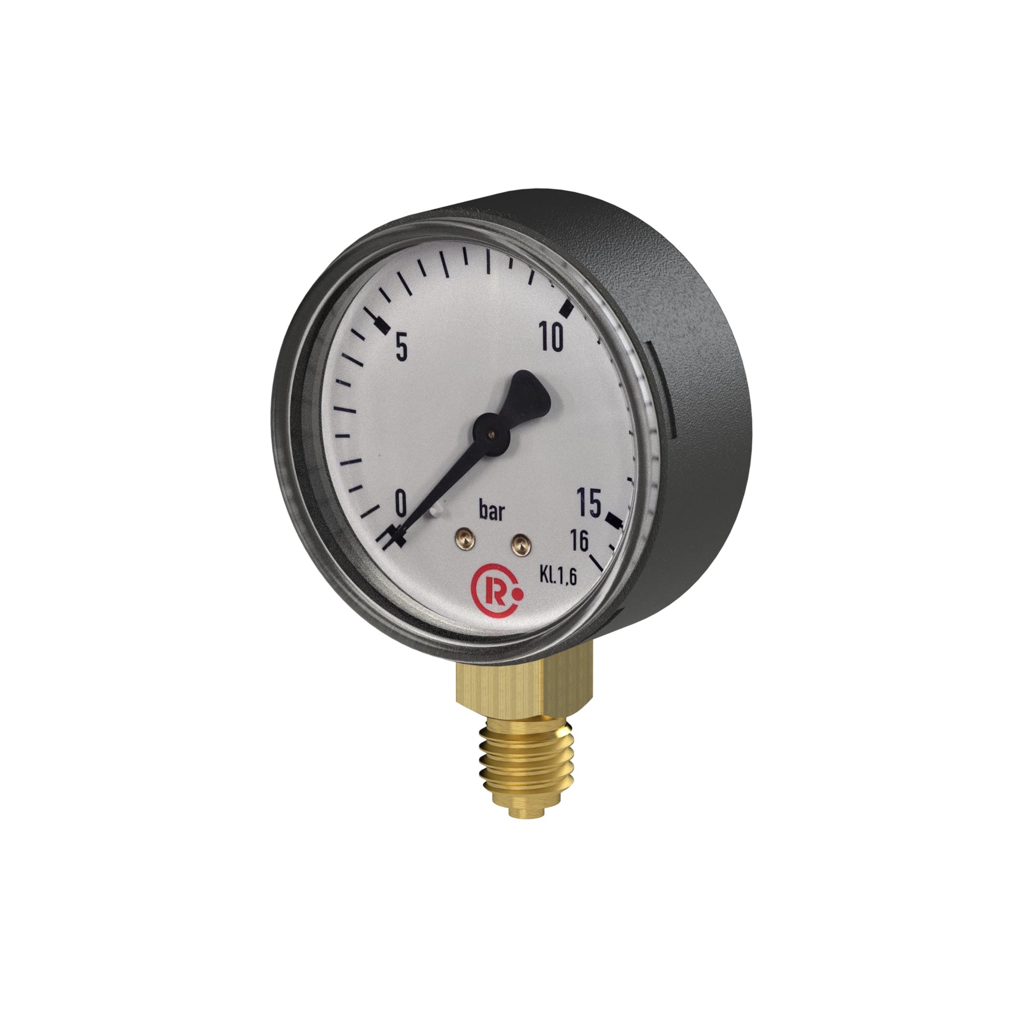 Standardmanometer, Stahlblechgehäuse, G 1/4 unten, 0-16,0 bar, Ø 50 - gibt’s bei ☆ HUG Technik ✓