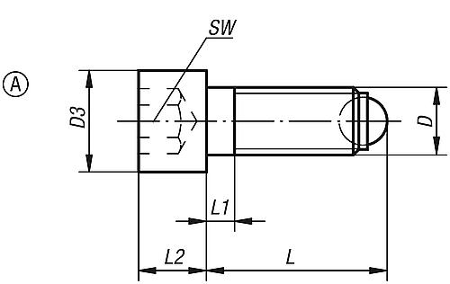 Kugeldruckschraube mit Kopf M04, Form:A Edelstahl, Komp:Edelstahl, L1=10,2 - K0381.10410 - bekommst Du bei HUG Technik ♡