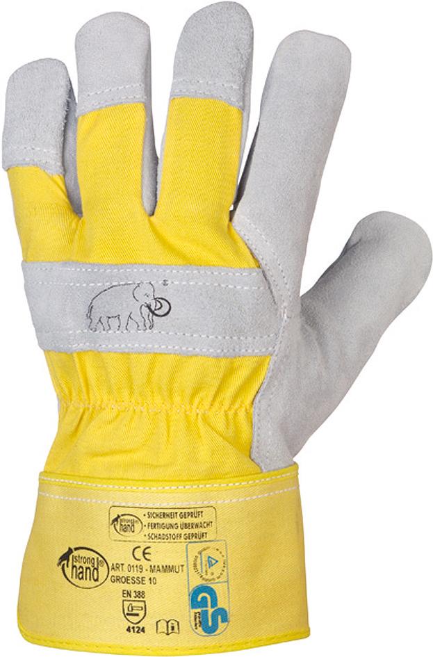 STRONGHAND® Handschuh Mammut, Rind/Kernspaltleder, gelb-natur - bekommst Du bei HUG Technik ♡