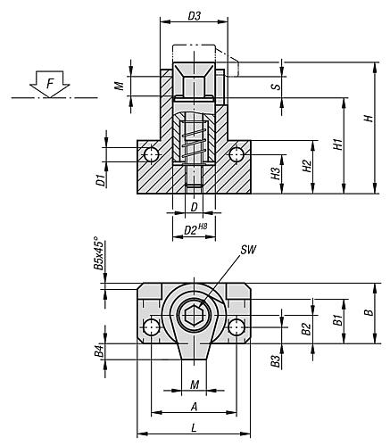 Spannhaken mit Winkelaufnahme M08 Vergütungsstahl - K0016.08 - bei HUG Technik ☆