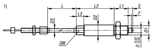 Arretierbolzen mit Fernbetätigung, Gr.2, Form: K mit Kontermutter, D=6, D1=M12x1,5, L=1000, Edelstahl - K1502.02206X1000 - direkt von HUG Technik ✓