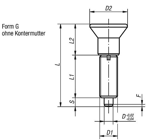 Arretierbolzen Gr.0 M08x1, Form: G Edelstahl, gehärtet, D=4 - K0343.01004 - bei HUG Technik ☆