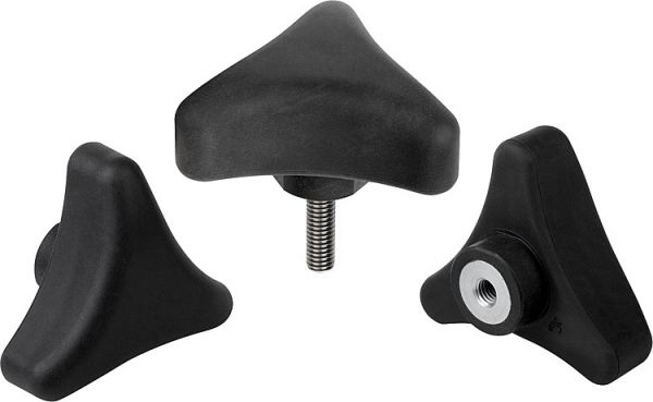 Dreisterngriff ergonomisch M10 D1=80 Kunststoff, schwarz RAL7021, Komp: Stahl - K0785.8010 - erhältlich bei ✭ HUG Technik ✓
