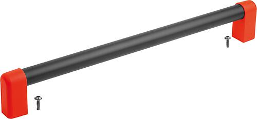 Rohrgriff, A=1000, L=1035, D=6, H=77,5, Aluminium schwarz eloxiert, Komp:Thermoplast rot RAL3020 - K1849.3010000284