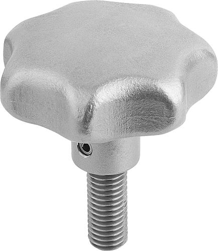 Sterngriff DIN6336 M10X30 D1=50 H=34, Form: L, Edelstahl gestrahlt, Komp:Edelstahl - K0150.650103X30 - gibt’s bei HUG Technik ✓