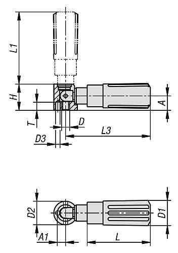 Zylindergriff umlegbar Gr.1 D=M04, L=35, L1=40, Thermoplast, Komp: Stahl - K1469.104 - gibt’s bei ☆ HUG Technik ✓