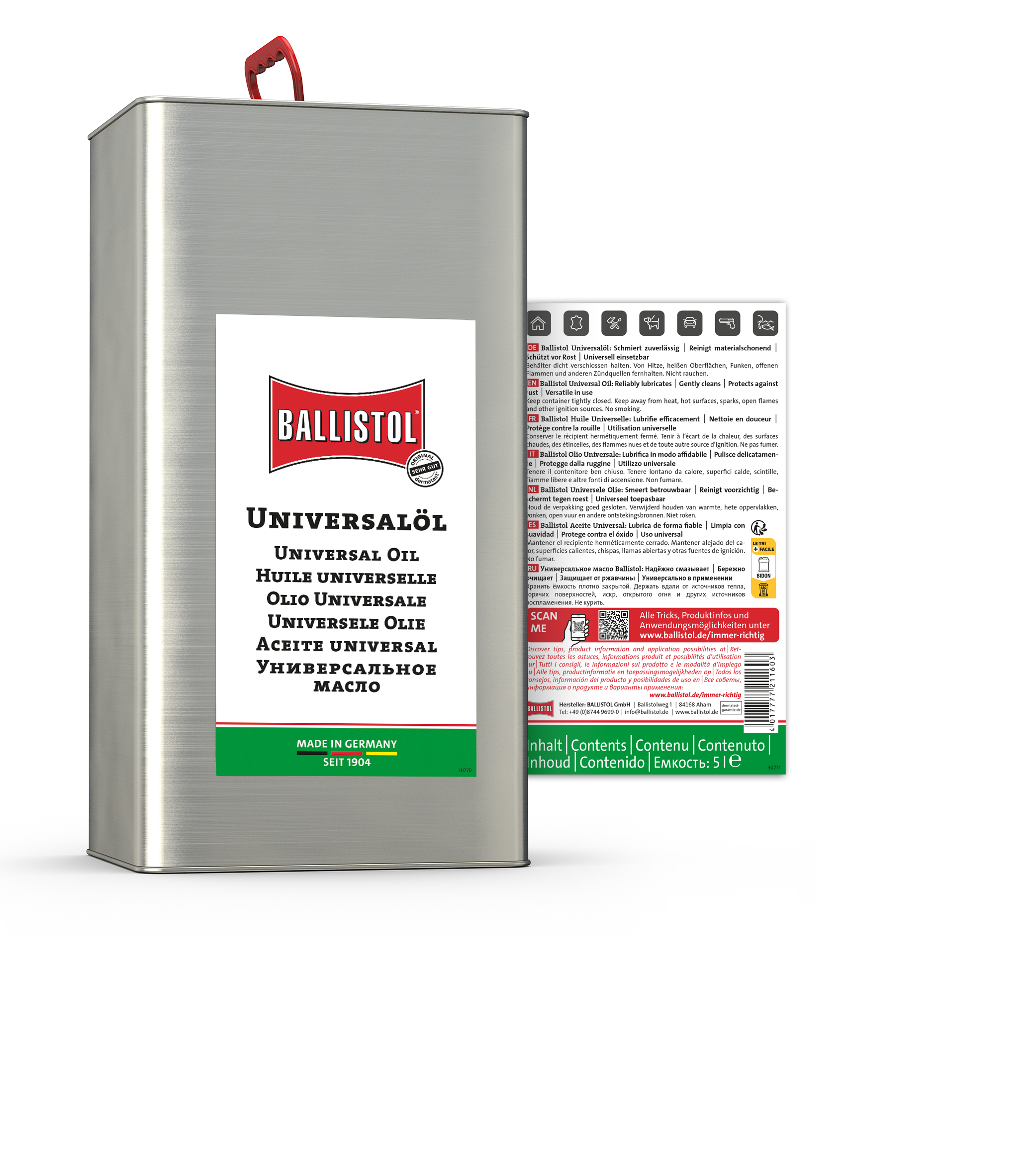Rückseite Ballistol Universalöl Kanister 5 Liter