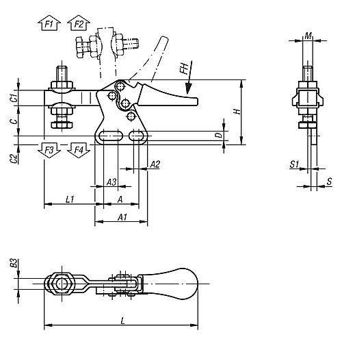 Schnellspanner horizontal Stahl, Komp: Kunststoff, M=M05x20 - K0068.0050 - direkt von HUG Technik ✓