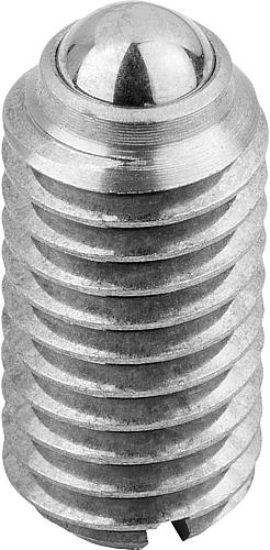 Produktbild Federndes Druckstück Standard Federkraft M03 L=7 Edelstahl, Komp: Kugel aus Edelstahl - K0310.03 - bei HUG Technik ☆