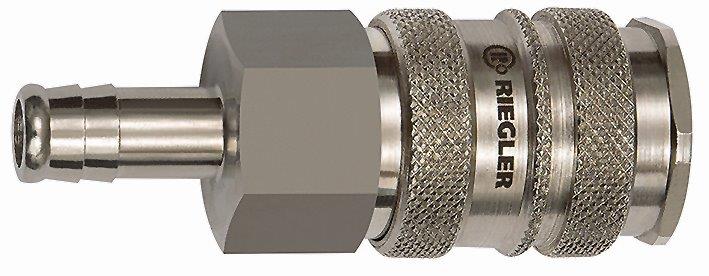 Schnellverschlusskupplung NW 10, Stahl/Messing vernickelt, Tülle LW 16 - gibt’s bei ☆ HUG Technik ✓