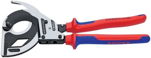 KNIPEX® Kabelschneider brüniert mit Ratsche und 2-Komponenten-Griffen 320 mm - bei HUG Technik ✭