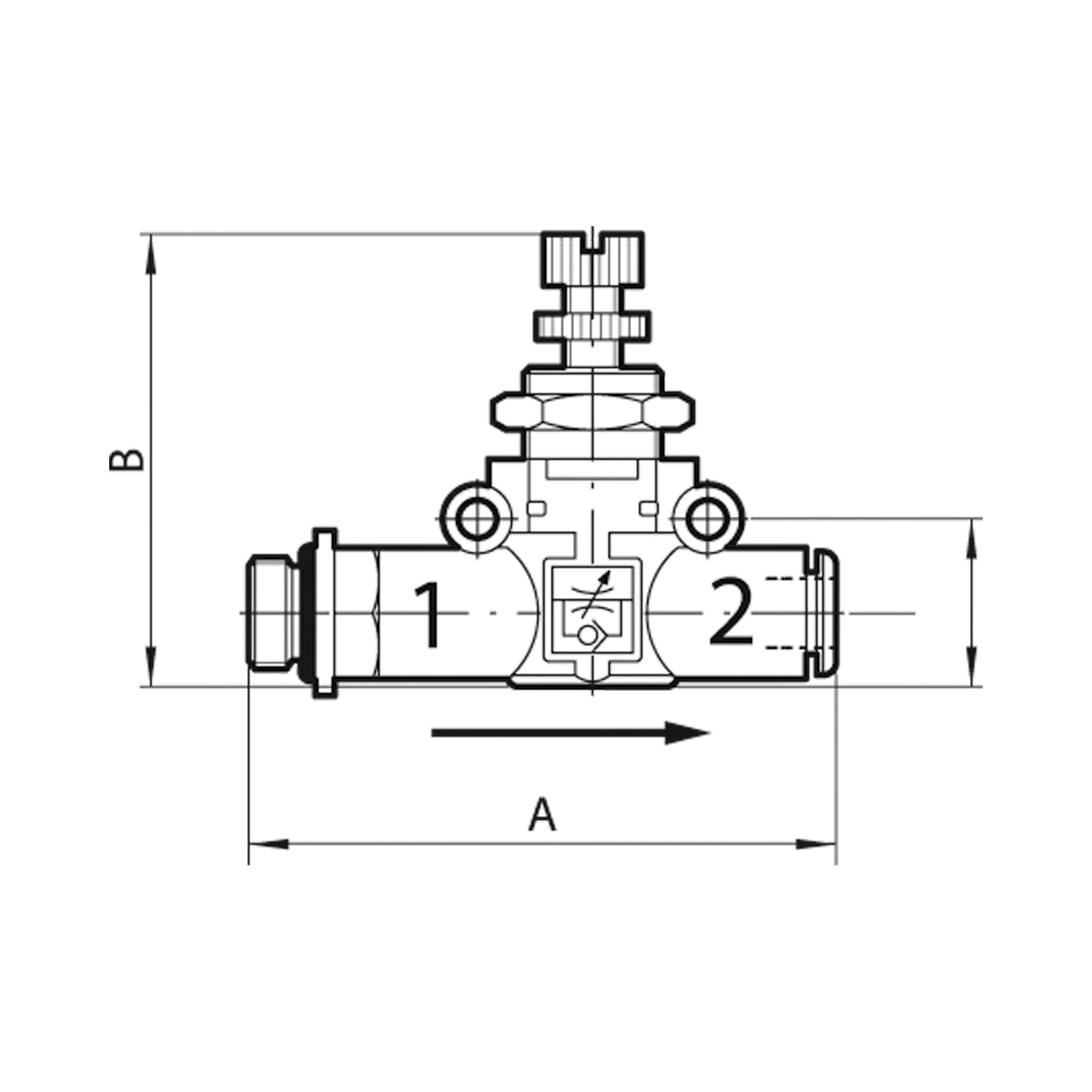 Drosselrückschlagventil einseitig, Gew.-Schl., G 3/8, Schl.-Ø 8 - erhältlich bei ❣ HUG Technik ✓