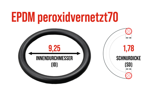 Präzisions O-Ring 9,25 x 1,78 mm EPDM 70 peroxidvernetzt, FDA-konform - direkt bei HUG Technik ✓