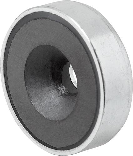 Magnet mit Bohrung H=4,5 Hartferrit, Flachgreifer, D1=3,3, D=16 ±0,15 - K0555.01
