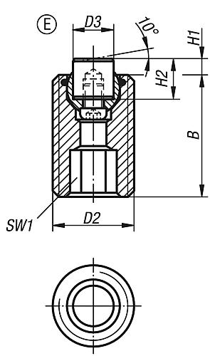 Pendelauflage mit O-Ring M20X30, Form:E Vergütungsstahl, auswechselbare Einsätze, Komp:Edelstahl - K0291.220X030 - bei HUG Technik ✭