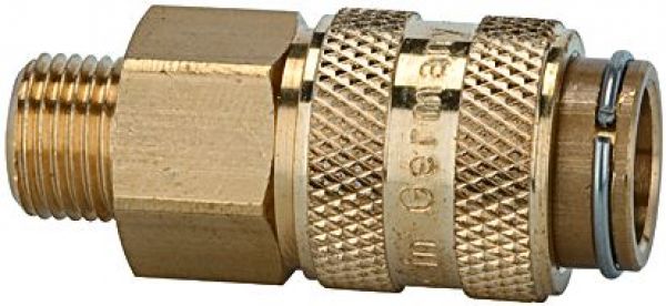 Schnellverschlusskupplung NW 5, beidseitig absperrend, G 1/4 AG Messing blank - bei HUG Technik ✓